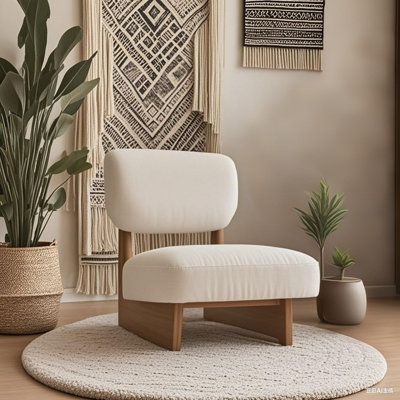 Set Of 2 Design-Inspired Polyester Upholstery Accent Lounge Chair With Wood Base