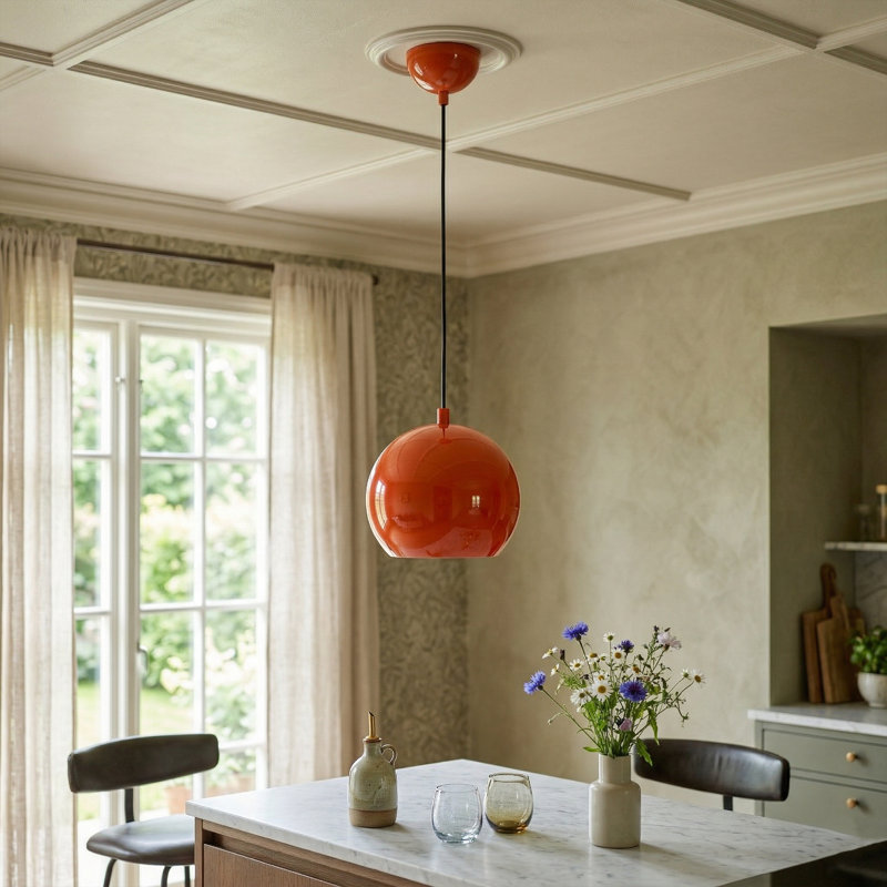 Aurelius 1 - Light Single Globe Pendant, Orange