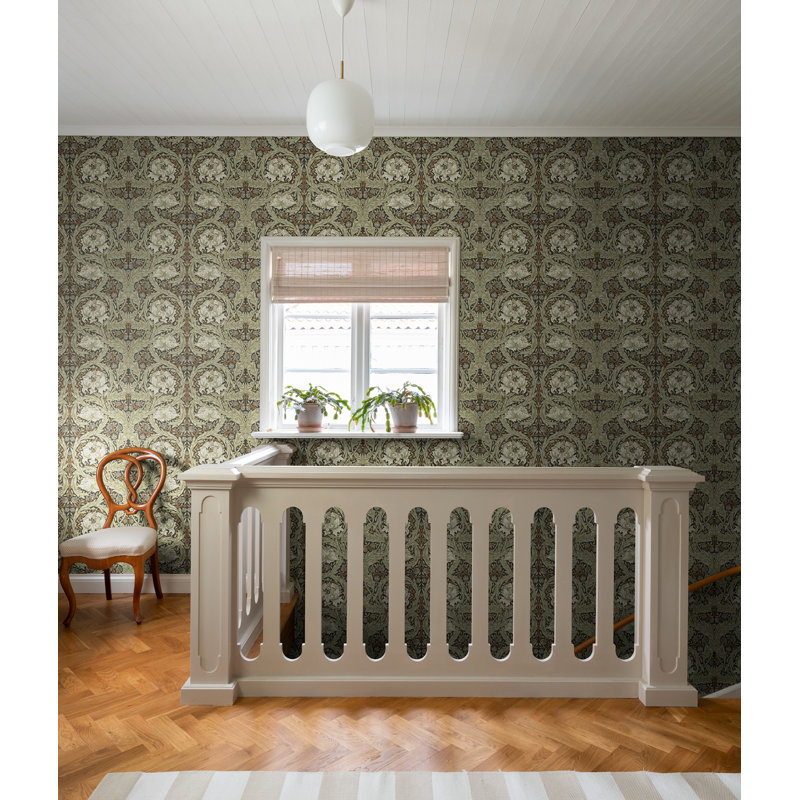 African Marigold Black Floral Wallpaper, Black