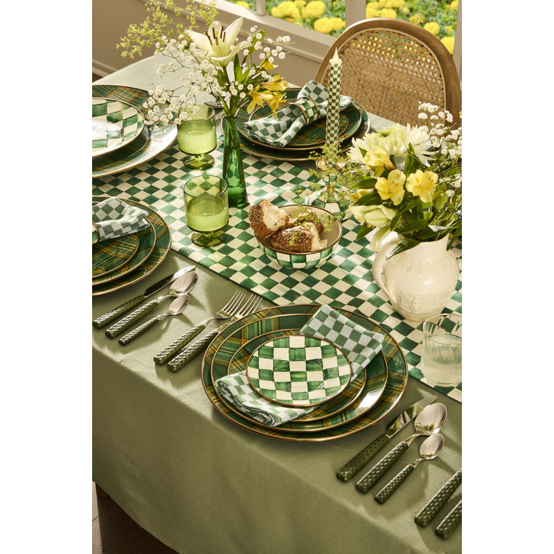 Emerald Check Appetizer Plates
