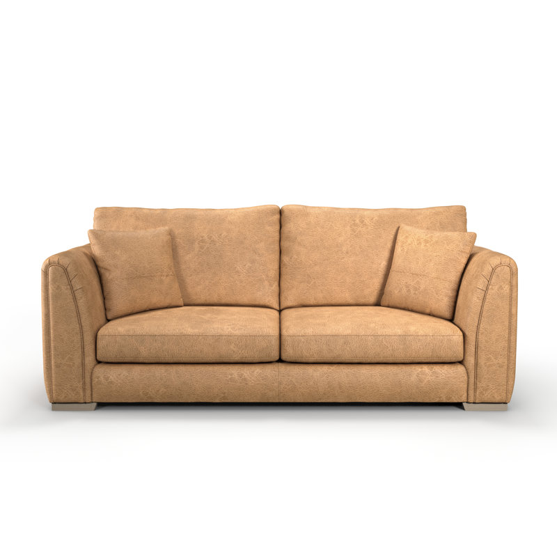 Bablu 3 Seater Faux Leather Sofa , Tan, 3