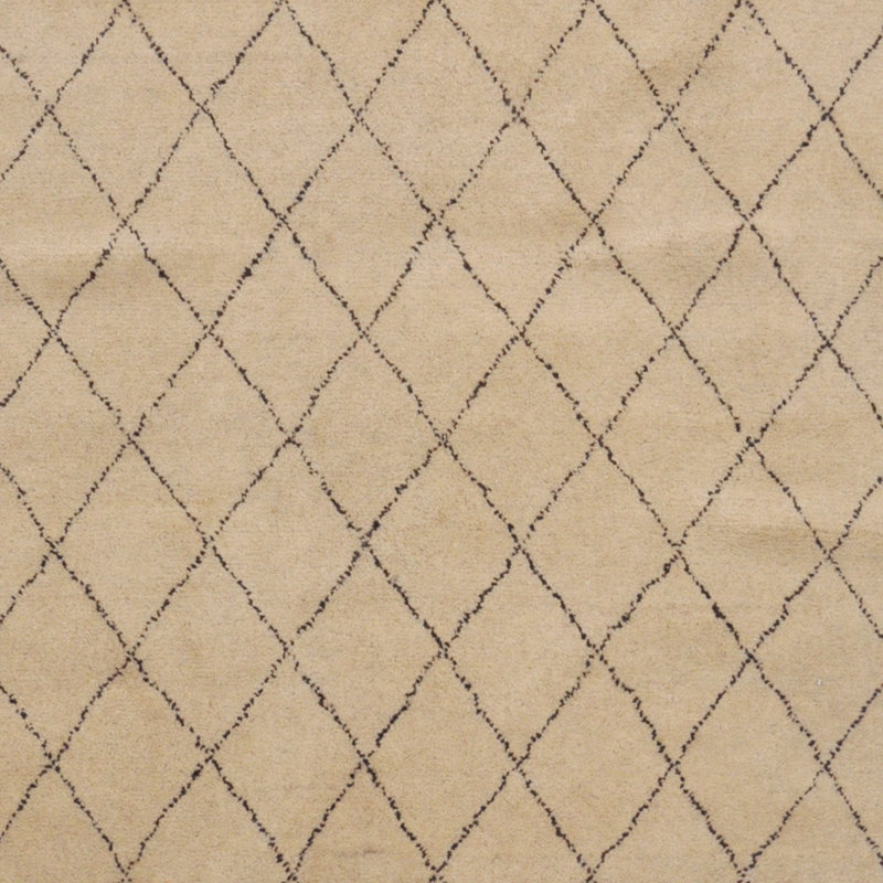 Tapis marocain ivoire en laine noué à la main de conception unique 6 pi 2 po x 9 pi 2 po Lues