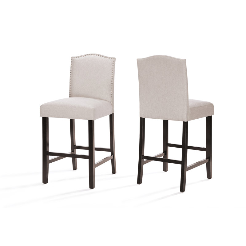 Aizayah Upholstered Counter Stool with Solid Wood Frame, Bar Stool (30.5" Seat Height), Wheat