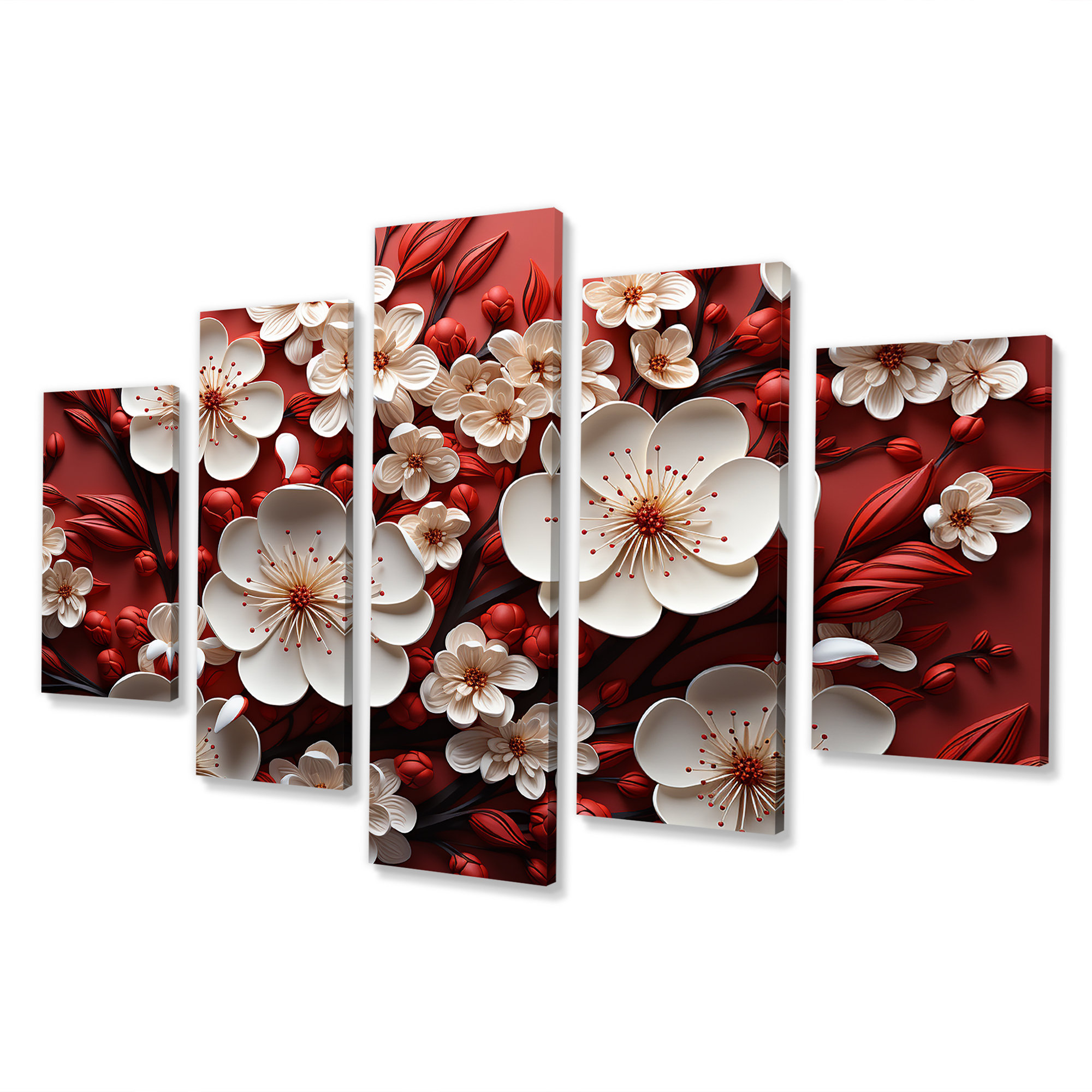 Lark Manor White And Red Orchid Flower Branches II - Abstract Floral ...