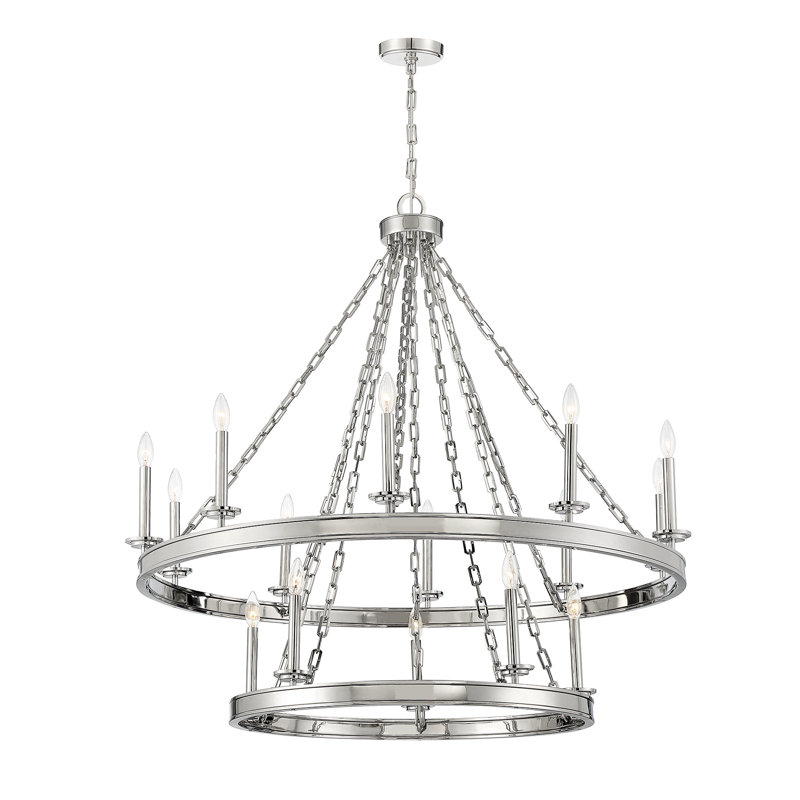 Hanae 15 - Light Dimmable Tiered Chandelier, Polished Nickel
