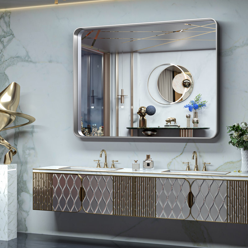 Miroir mural Brayner, Argent, 36 po x 48 po