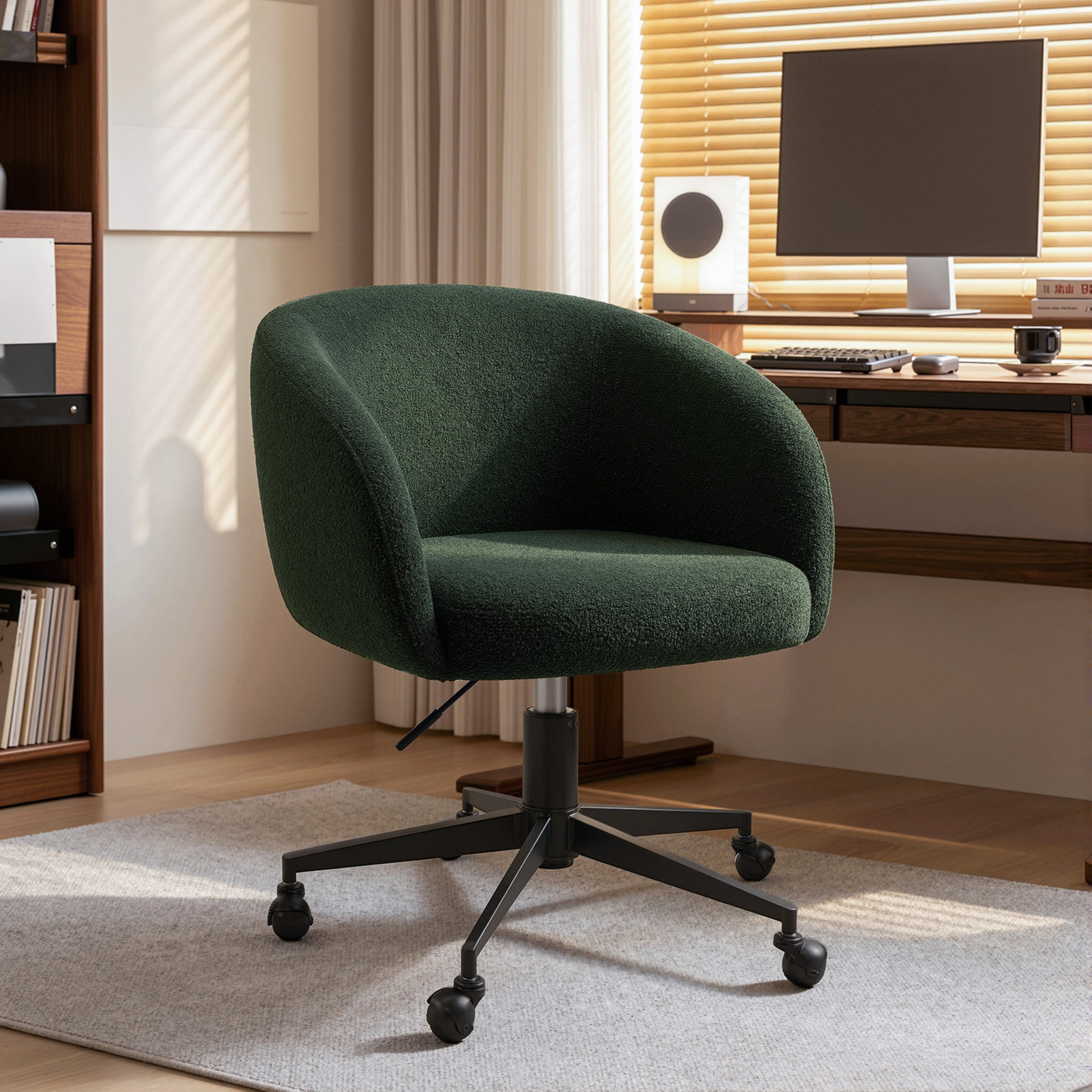 Bouclé Office Chair, Green