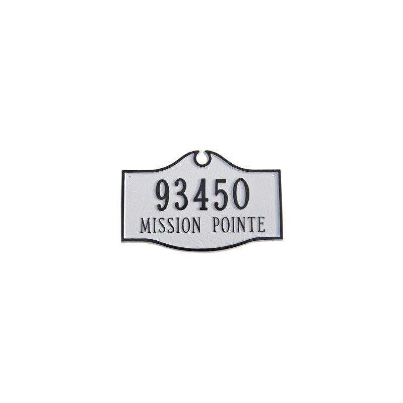 Colonial 2-Line Wall Address Plaque, White/Black