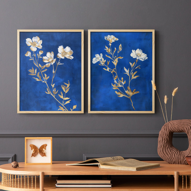 FLORAL Series Lxxiii - reproduction encadrée de qualité supérieure - prête à être accrochée - aucun clou requis - aucun clou requis