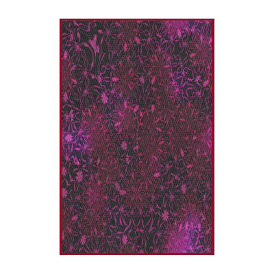Tapis noir / rose à motif floral Kamalu