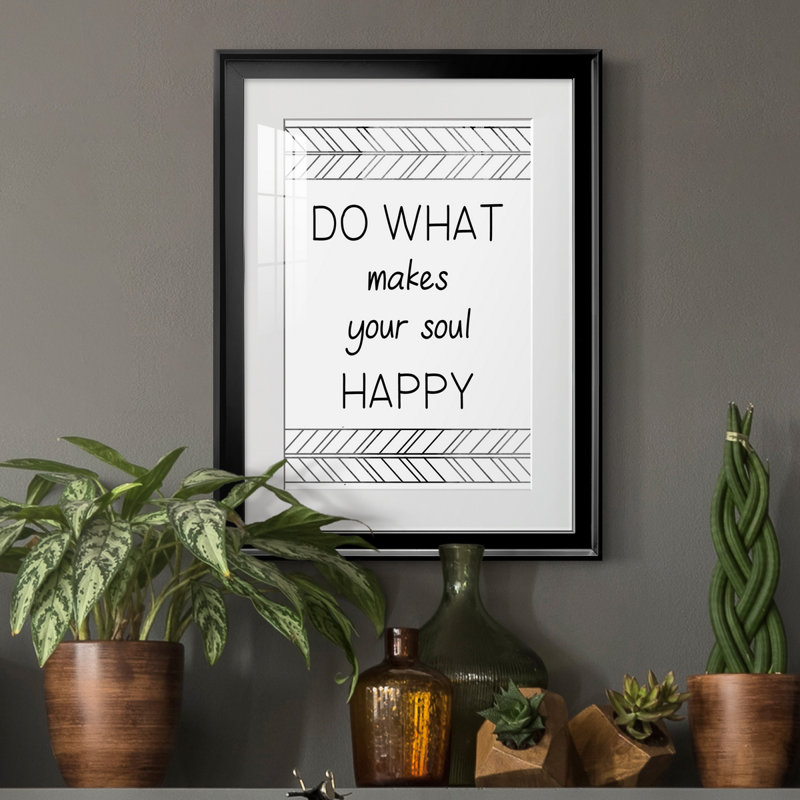 Your Soul Happy - art textuel avec cadre photo, H 22,5 po x l 30,5 po x P 1,5 po, Noir