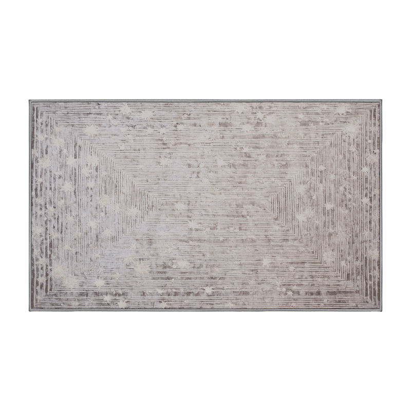 Machine Washable Gray Area Rug, Rectangle 5' x 8'