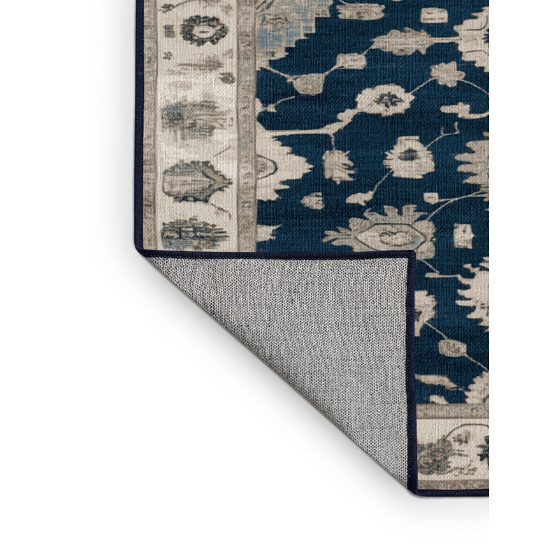 Tapis bleu lavé à la machine, Carré 4 pi