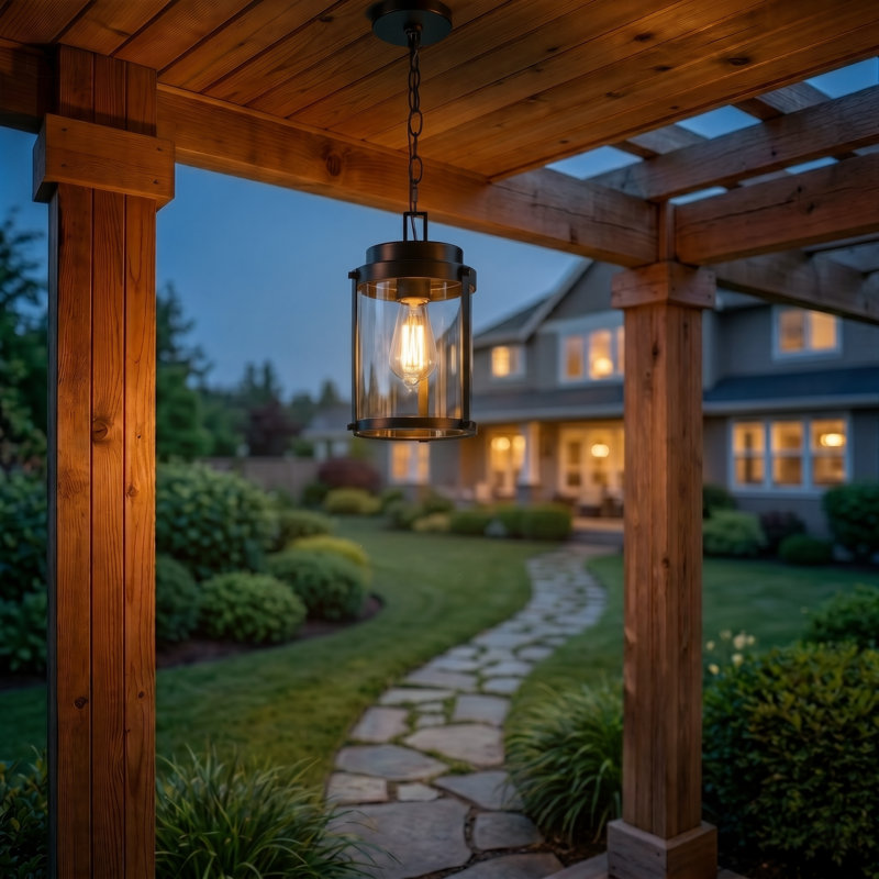 1-light Outdoor Pendant Light with Clear Glass Shade