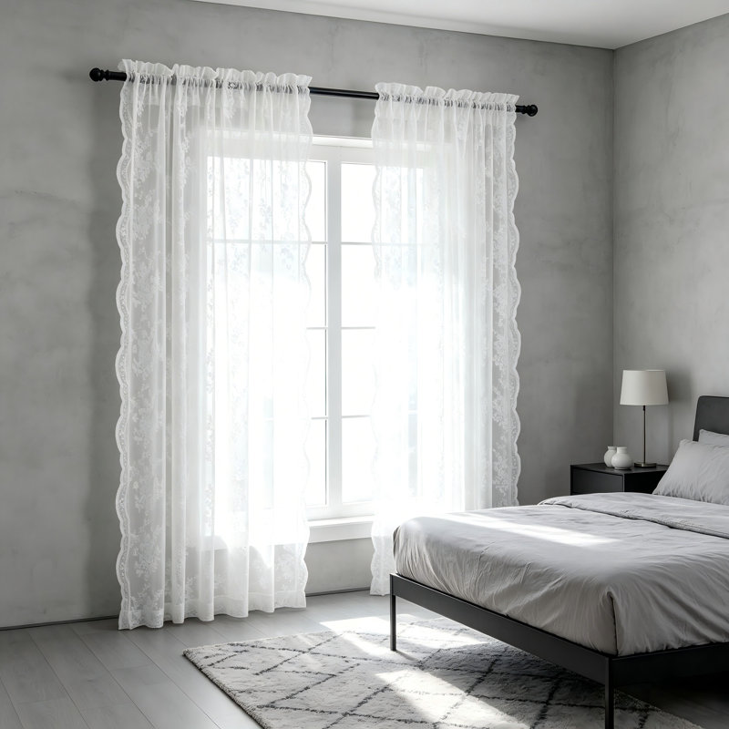 Rideaux rétro en dentelle ivoire, 52"W x 54"L