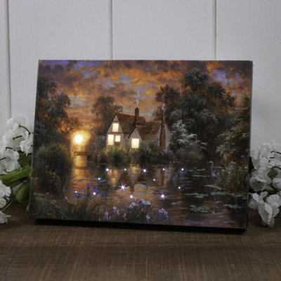 Elliana - Wetland Cottage 8x6 Lighted Tabletop Canvas