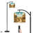 Arc Floor Lamp with Adjustable Lampshade Farmhouse Autumn Fall Harvest Pumpkin Patch Sunflower Barn Scarecrow Standing Lamp 3 Color Temperatures Dimmable Tall Pole Lamp with Foot Switch for Bedroom