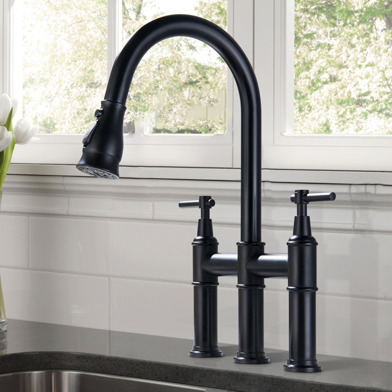 Pull Down Bridge Faucet, Black
