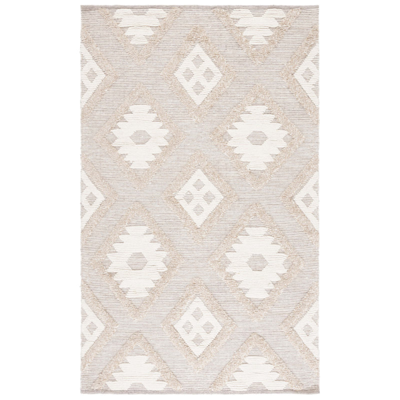 Keyin Hand Woven Wool Pile Southwestern Rug, Rectangle 5' x 8'