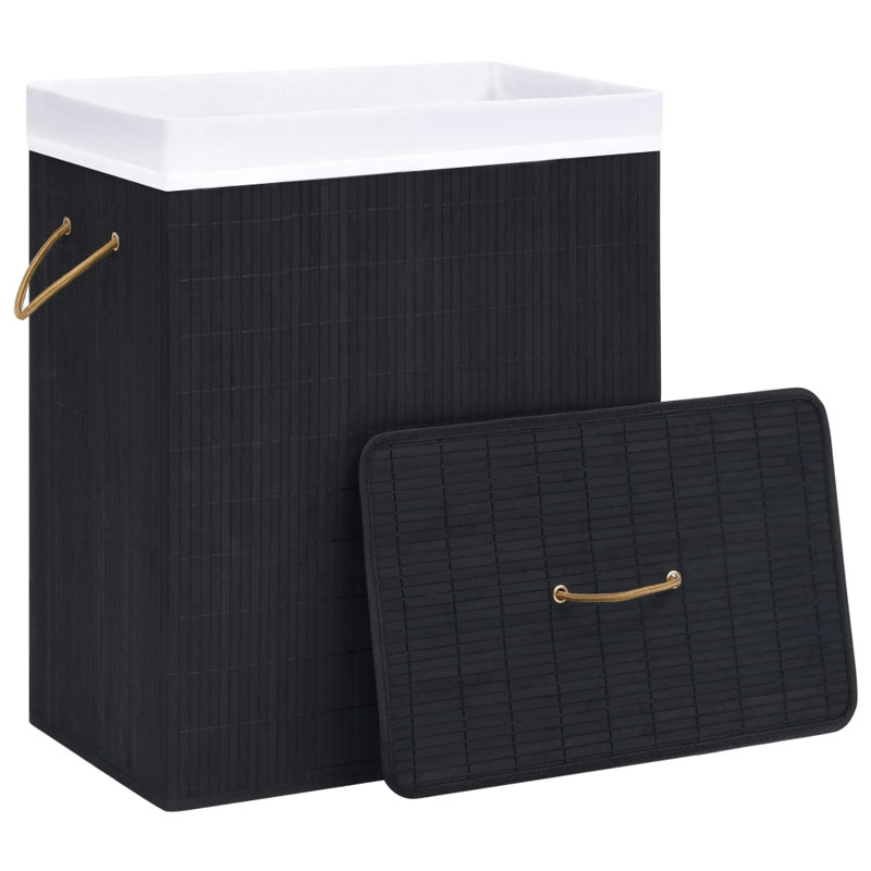 Panier à linge pliable Panier à linge Panier à linge sale en bambou, Grand (H 25,8 po x l 17,1 po x P 13,2 po), Noir
