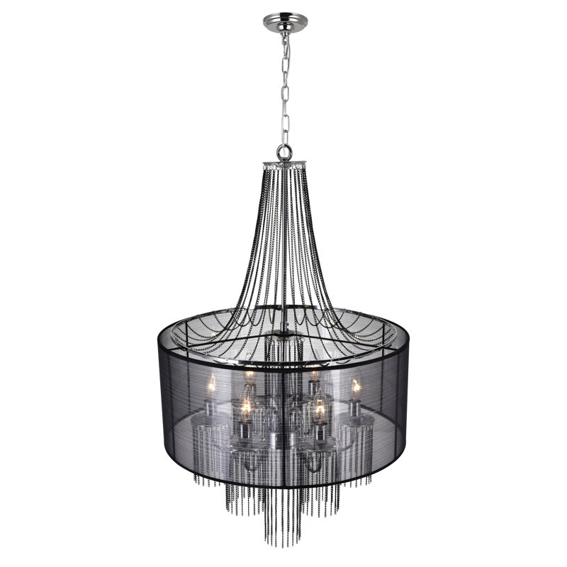 Simoneau 6 - Light Dimmable Drum Chandelier, Black