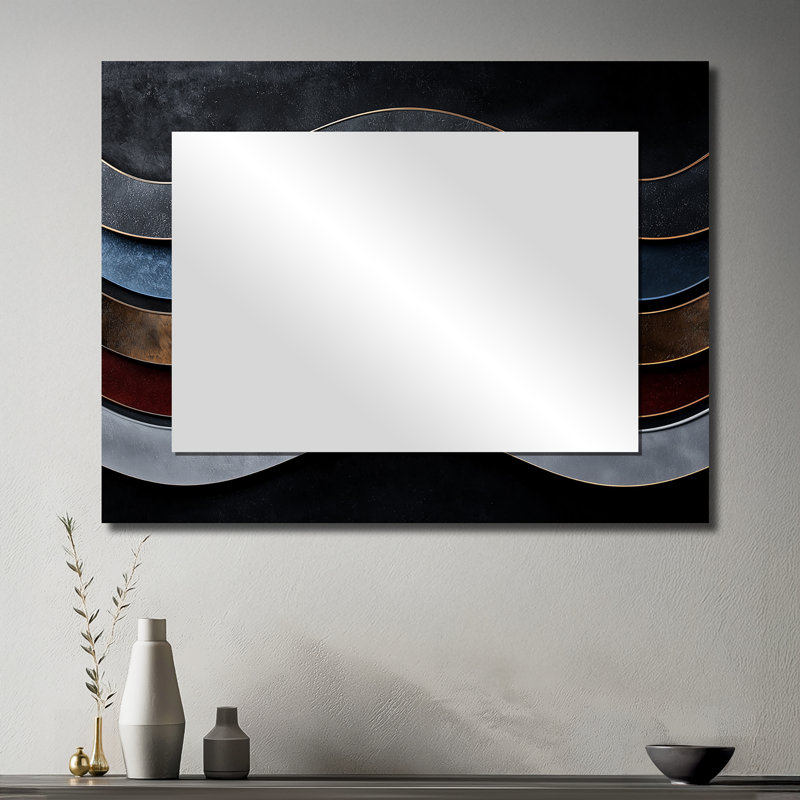 Abstrait fractal chuchotements de couleur foncée - miroir mural moderne - imprimé sur métal, 30 po x 40 po