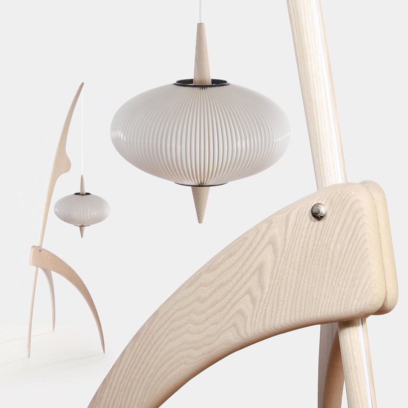 Praying Mantis Floor Lamp, Natural Ash