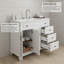 Meuble-lavabo moderne 36 po avec lavabo, armoire en bois massif gris-bleu avec tiroir rabattable, poignées dorées, rangement autoportant pour la salle de bain-627824274