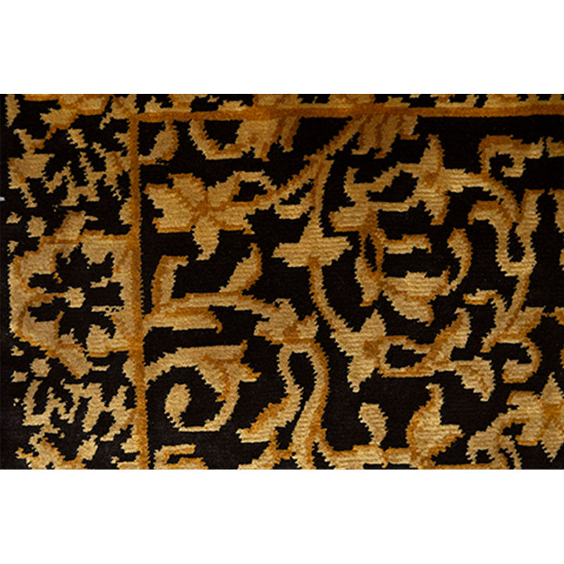 Hand-Knotted High-Quality Black and Gold Area Rug