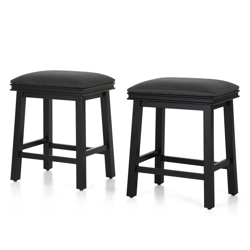 Tabouret de comptoir 24 po Jelissa, Noir, Noir