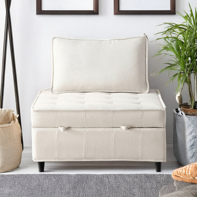 Canapé-lit en lin sans accoudoirs de 39 po Vision, fauteuil de salon, fauteuil de chambre à coucher avec structure en bois massif et contreplaqué