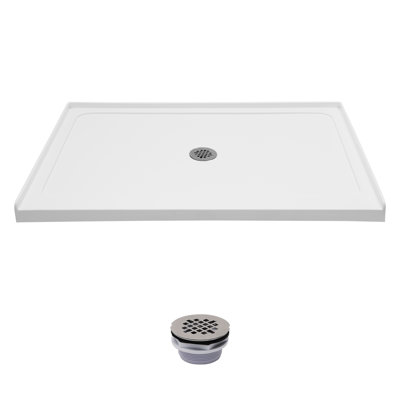 48"*32" Acrylic Single Threshold Shower Pan Modern Shower base Non-slip Design Non-Slip Non-Yellowing and Durable with Center Drainer