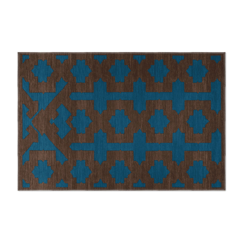 Tapis bleu intérieur et extérieur Trellis, Rectangle 4pi x 6 pi