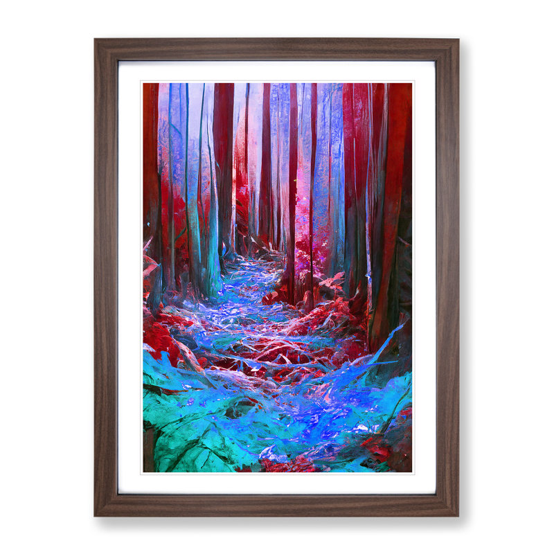 Abstract Forest No.3 - Framed Print, 64cm H x 46cm W x 2cm D, Walnut