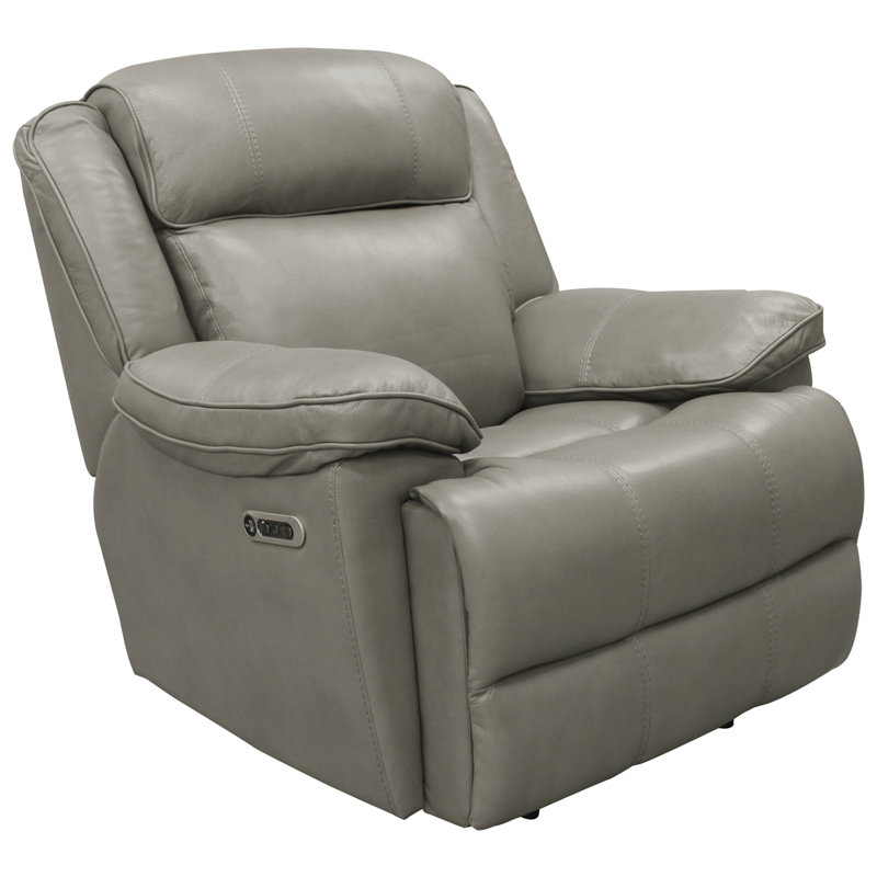 Fauteuil inclinable électrique oscillant standard en cuir véritable de 41 po de largeur Milladore, Gris