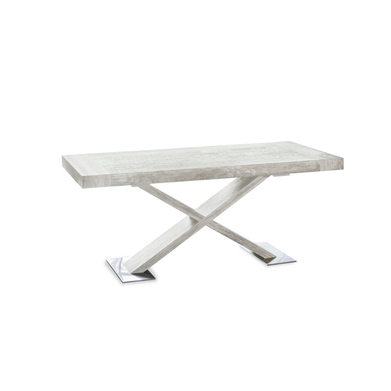Litzy Extendable Dining Table, White Rustic Laminate
