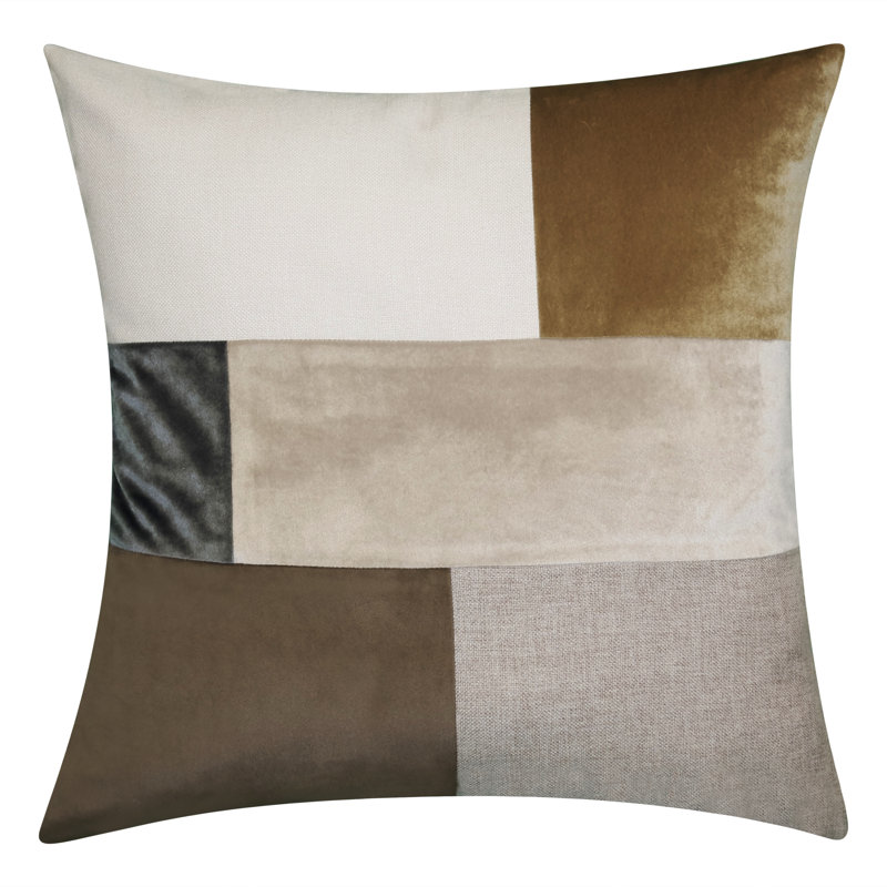 Appliqued Feather Reversible Throw Pillow, Brown/Beige