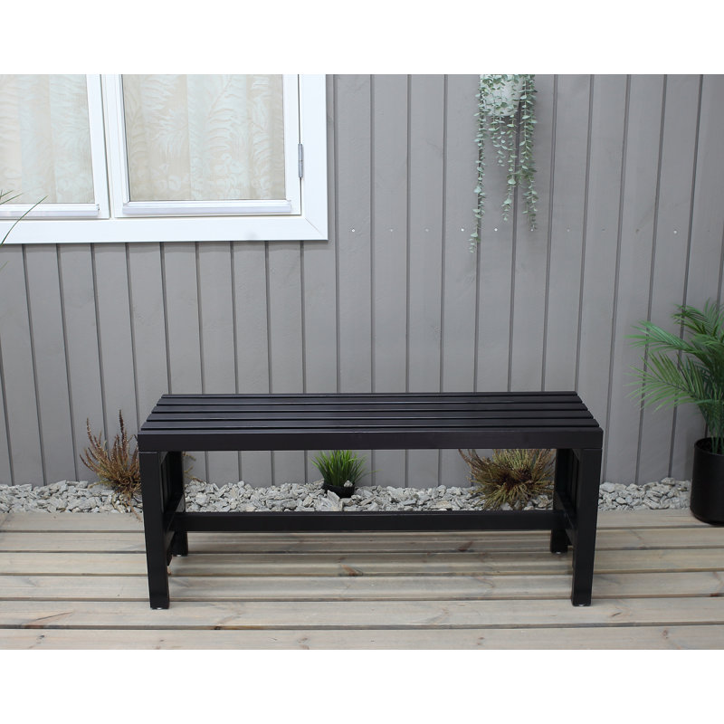 Madhav Solid Wood Pine Outdoor Bench, Black