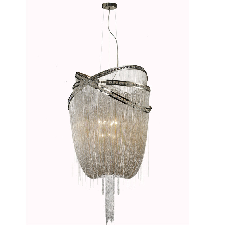 Lustre géométrique 9 lumières unique Jorge, Nickel