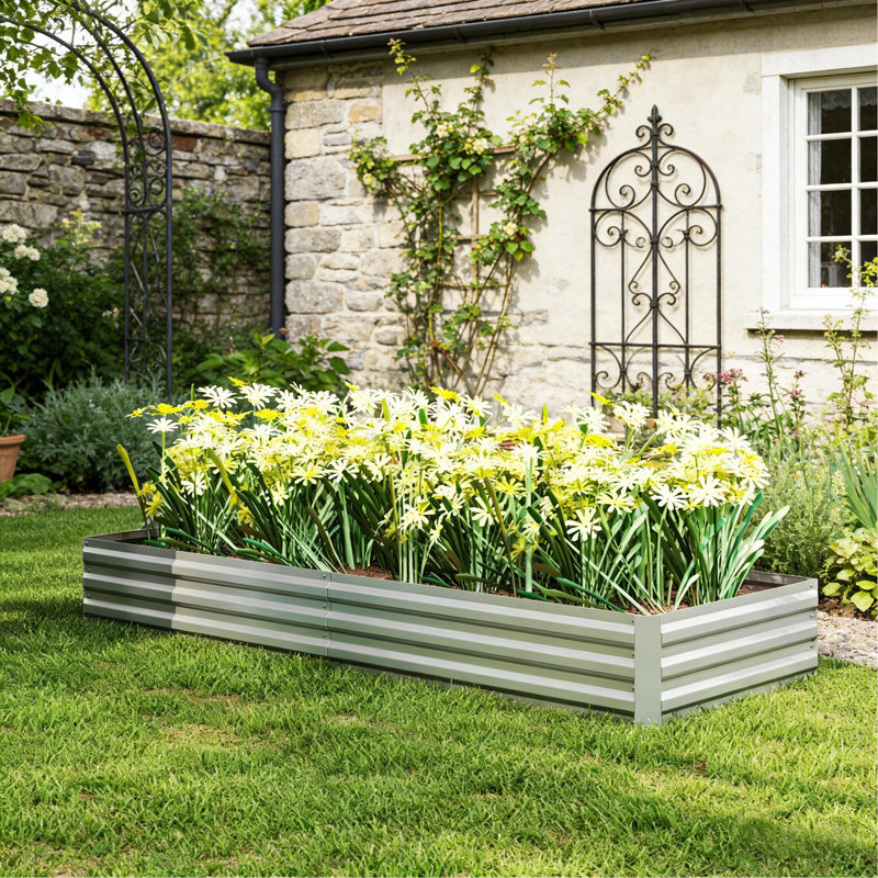 Flower Box,Plant Box,Garden Bed,Metal Raised Planter Box