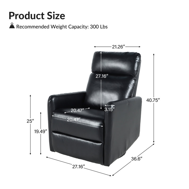 Fauteuil inclinable manuel pivotant en similicuir Gemius, Similicuir noir