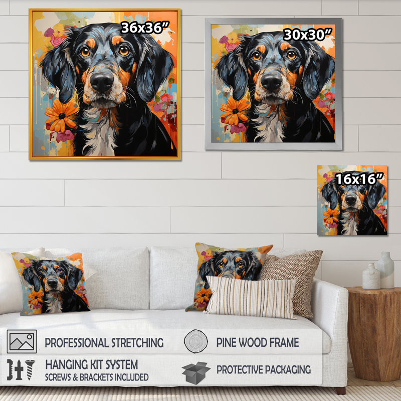 Impression sur toile Pop Art Lively - animaux_105830, H 16 po x l 16 po x P 1 po, Cadre simple noir