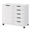 Classeur de bureau à 5 tiroirs sur roulettes, meuble de rangement mobile pour bureau à domicile, unité de classement pour documents et fournitures.
