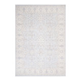 Hand Knotted Wool Area Rug in Light Blue And Ivory