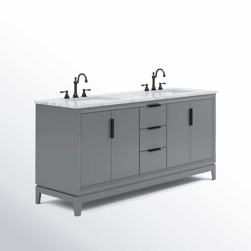 Elizabeth 72" Double Bathroom Vanity Set with Mirror, Cashmere Gray, Hook