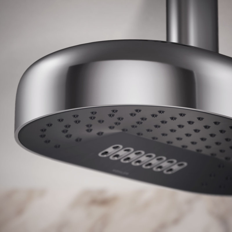 Statement Oblong 14 in. Two-Function 1.75 Gpm Rainhead With Katalyst Air-Induction Technology, Polished Chrome