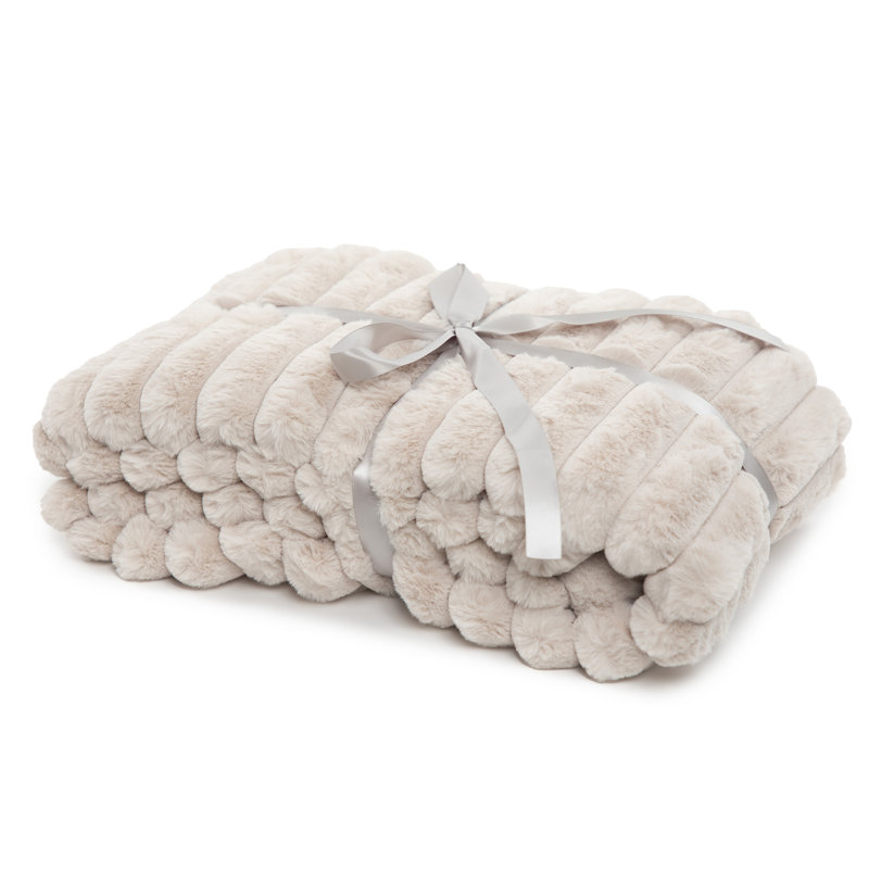 Raya Throw Blanket, Beige Striped