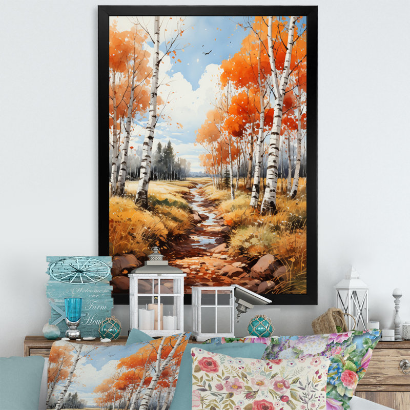 Daveyon Birch Woods Autumn Whispers VI, H 40 po x l 30 po x P 1,5 po, Cadre photo noir