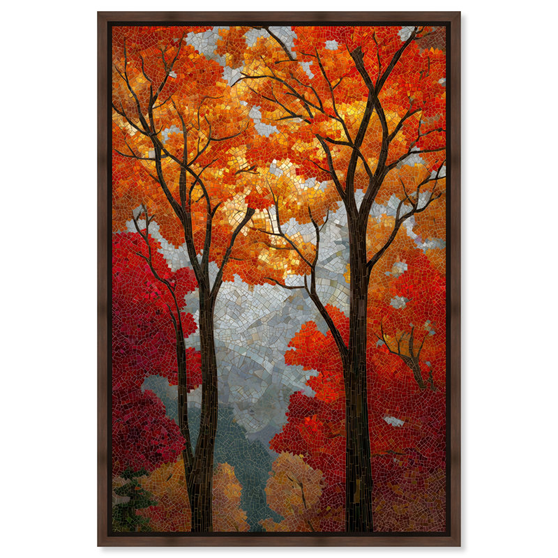 Pixelated Pines II Framed Canvas Print Nature Wall Art by Art Remedy, Black Frame, 10 x 15, 25"H x 17"W, Walnut Frame