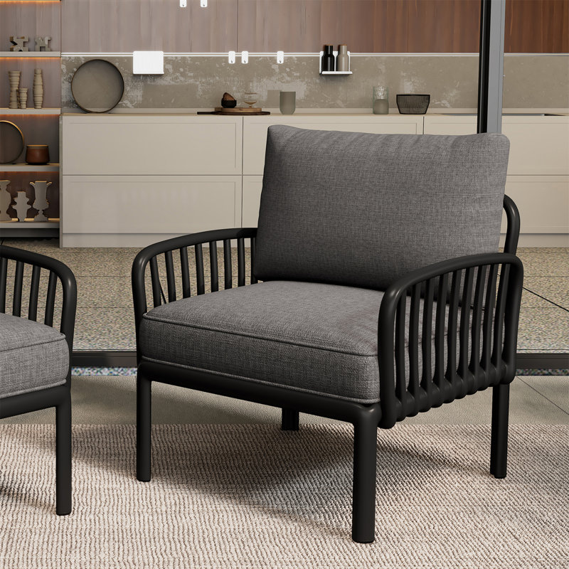 Fauteuil club d'extérieur (sans la table), Noir / gris foncé